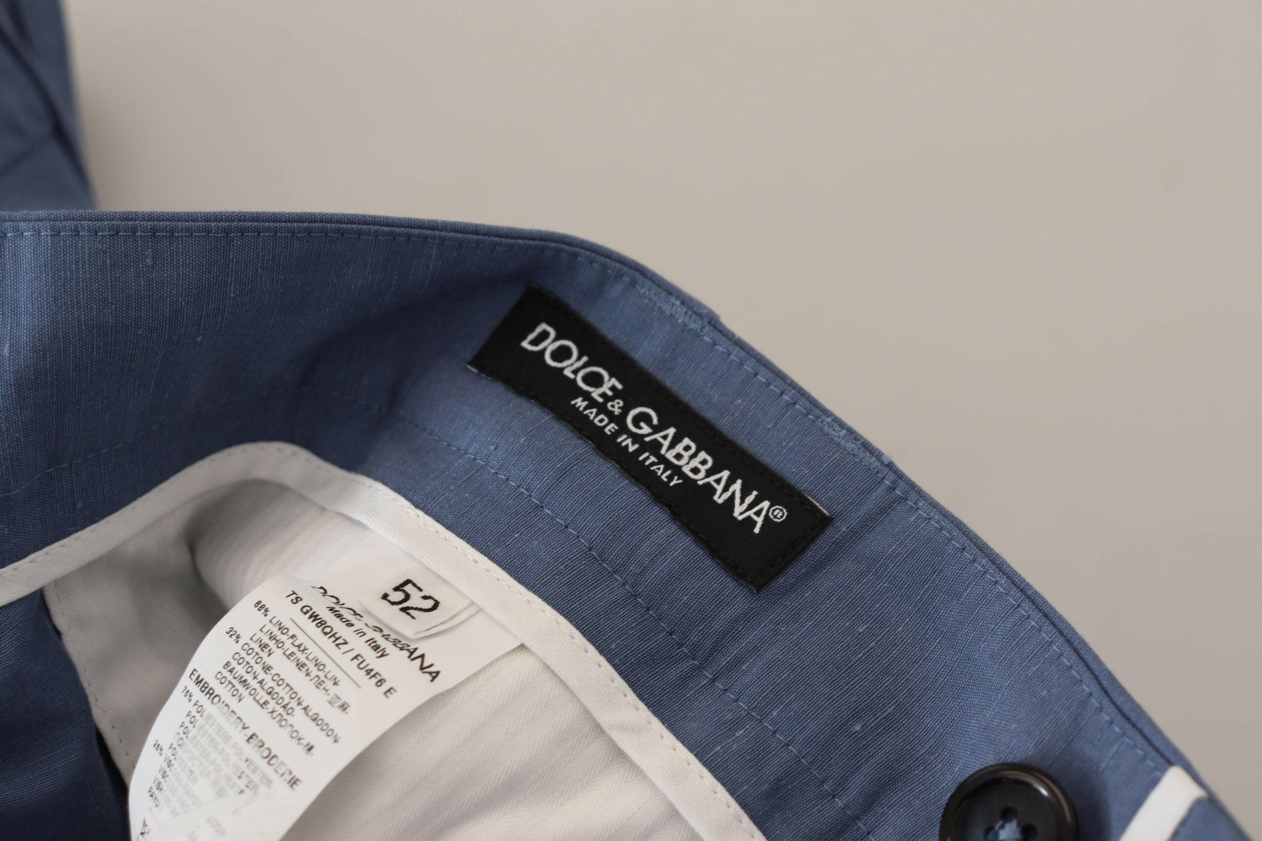 Dolce & Gabbana Blue Linen Chino Men Formal Pants -   -  Dolce & Gabbana.