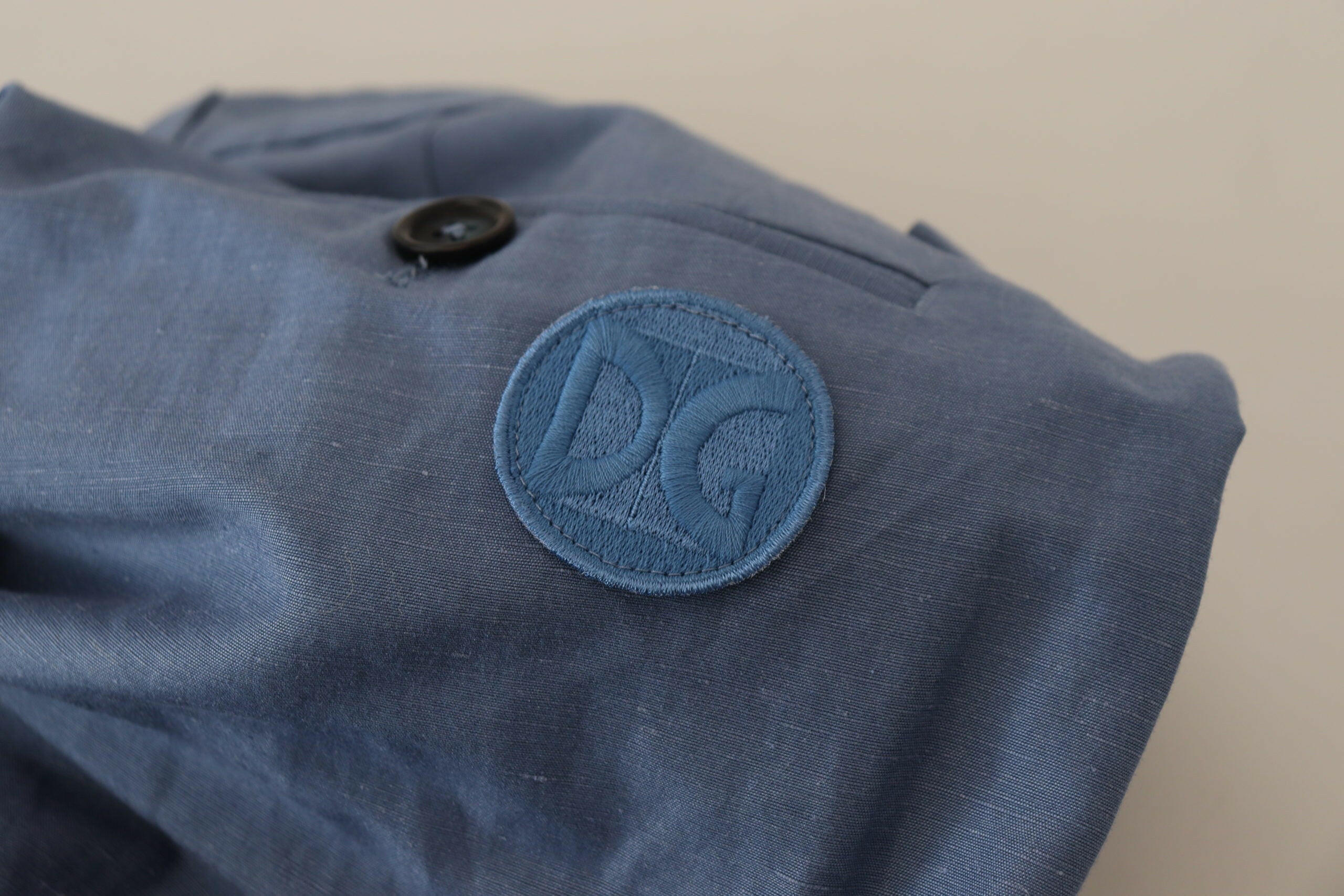 Dolce & Gabbana Blue Linen Chino Men Formal Pants -   -  Dolce & Gabbana.
