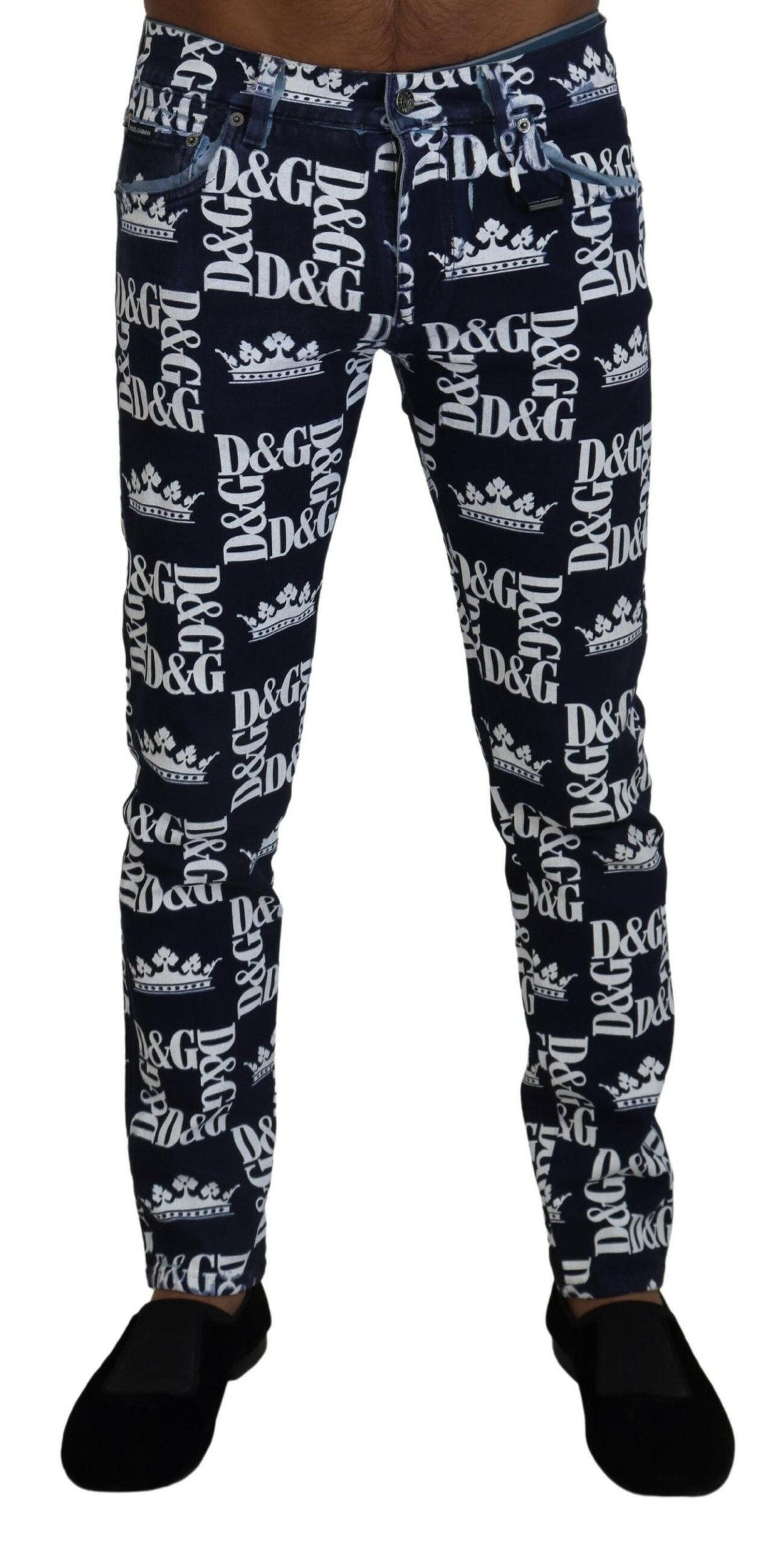 Dolce & Gabbana Blue Cotton DG Crown Skinny Denim Jeans -   -  Dolce & Gabbana.