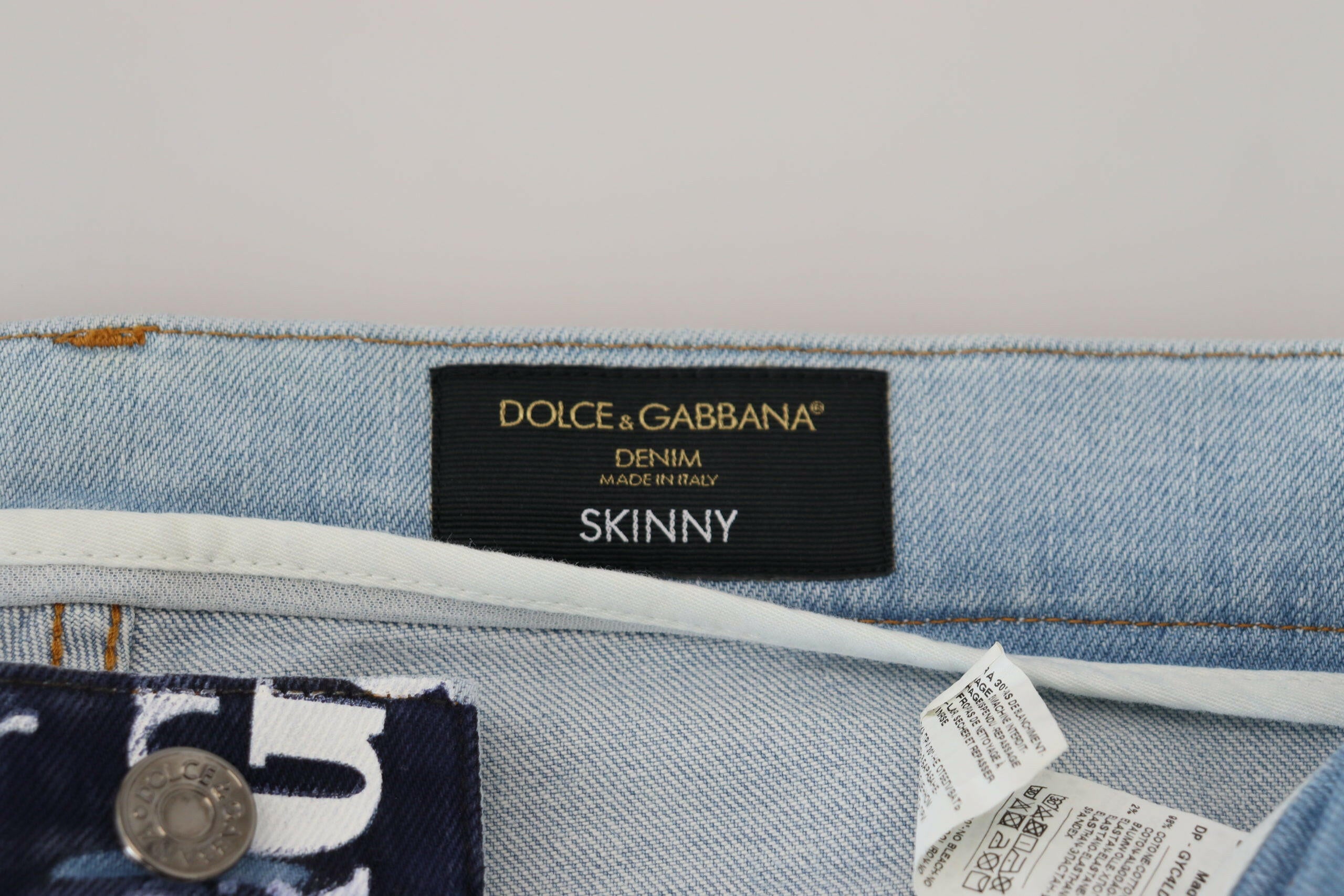 Dolce & Gabbana Blue Cotton DG Crown Skinny Denim Jeans -   -  Dolce & Gabbana.