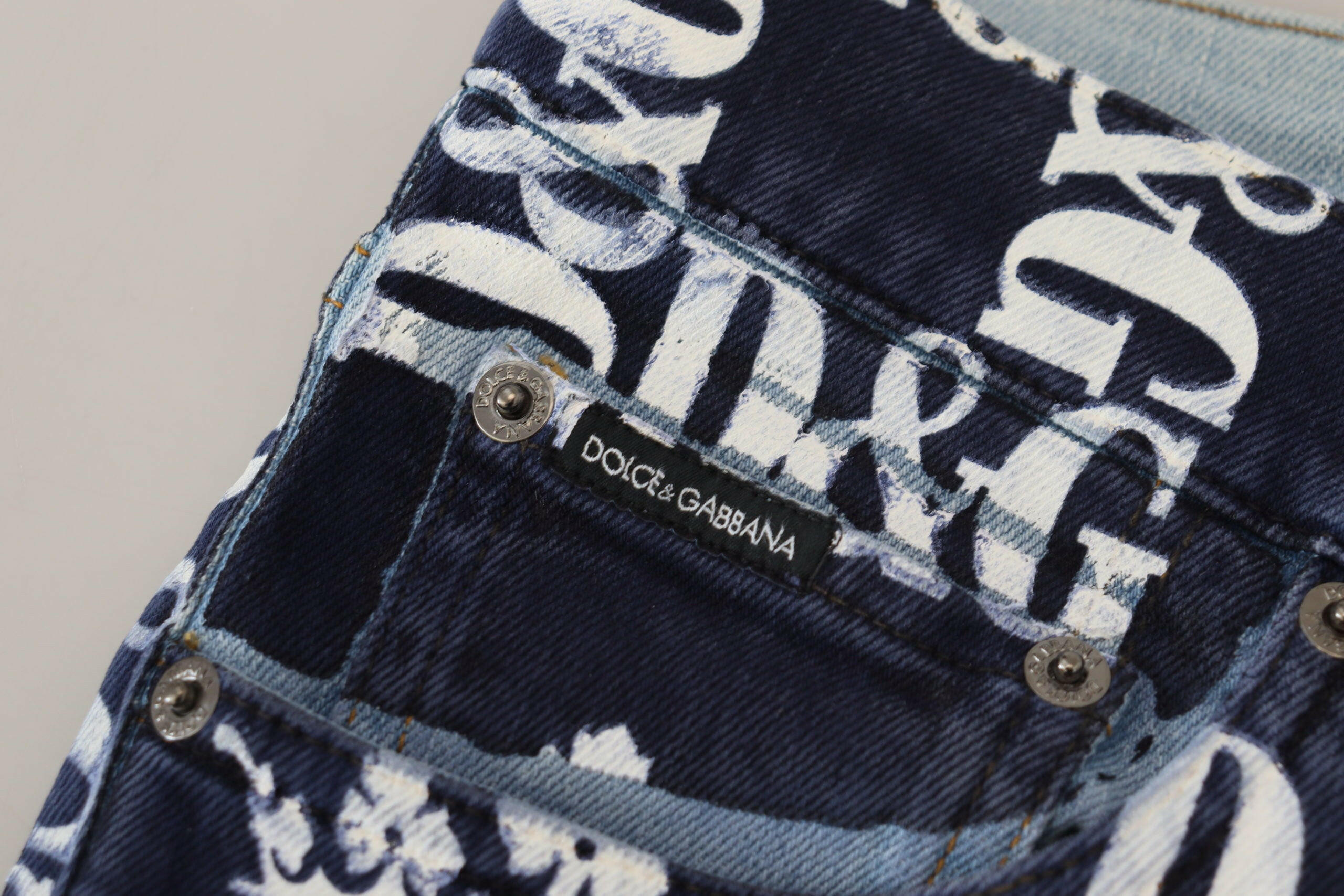 Dolce & Gabbana Blue Cotton DG Crown Skinny Denim Jeans -   -  Dolce & Gabbana.