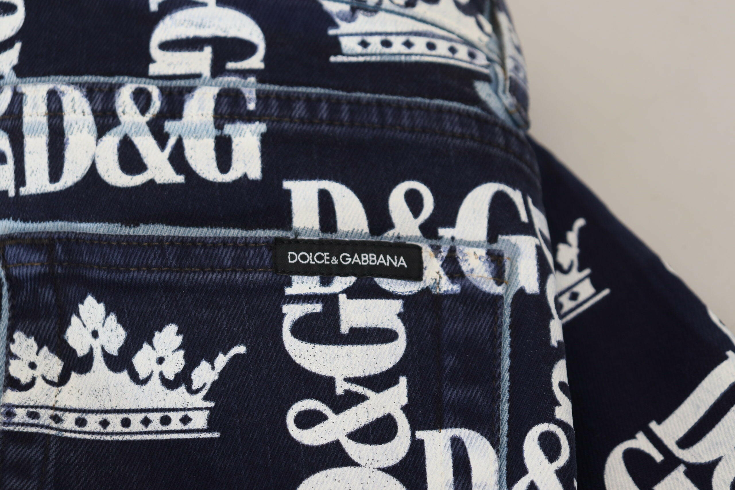 Dolce & Gabbana Blue Cotton DG Crown Skinny Denim Jeans -   -  Dolce & Gabbana.