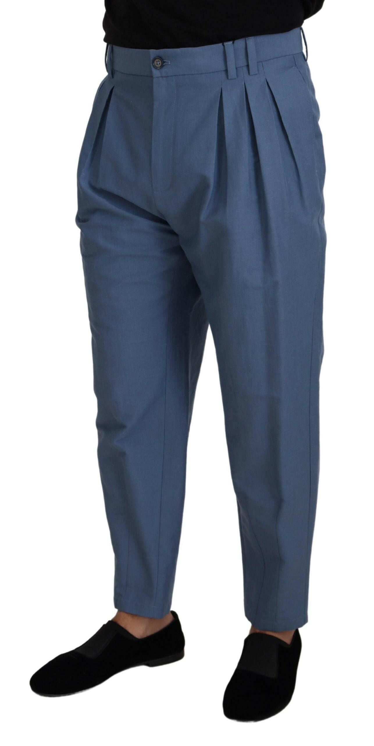 Dolce & Gabbana Blue Linen Chino Formal Pants -   -  Dolce & Gabbana.