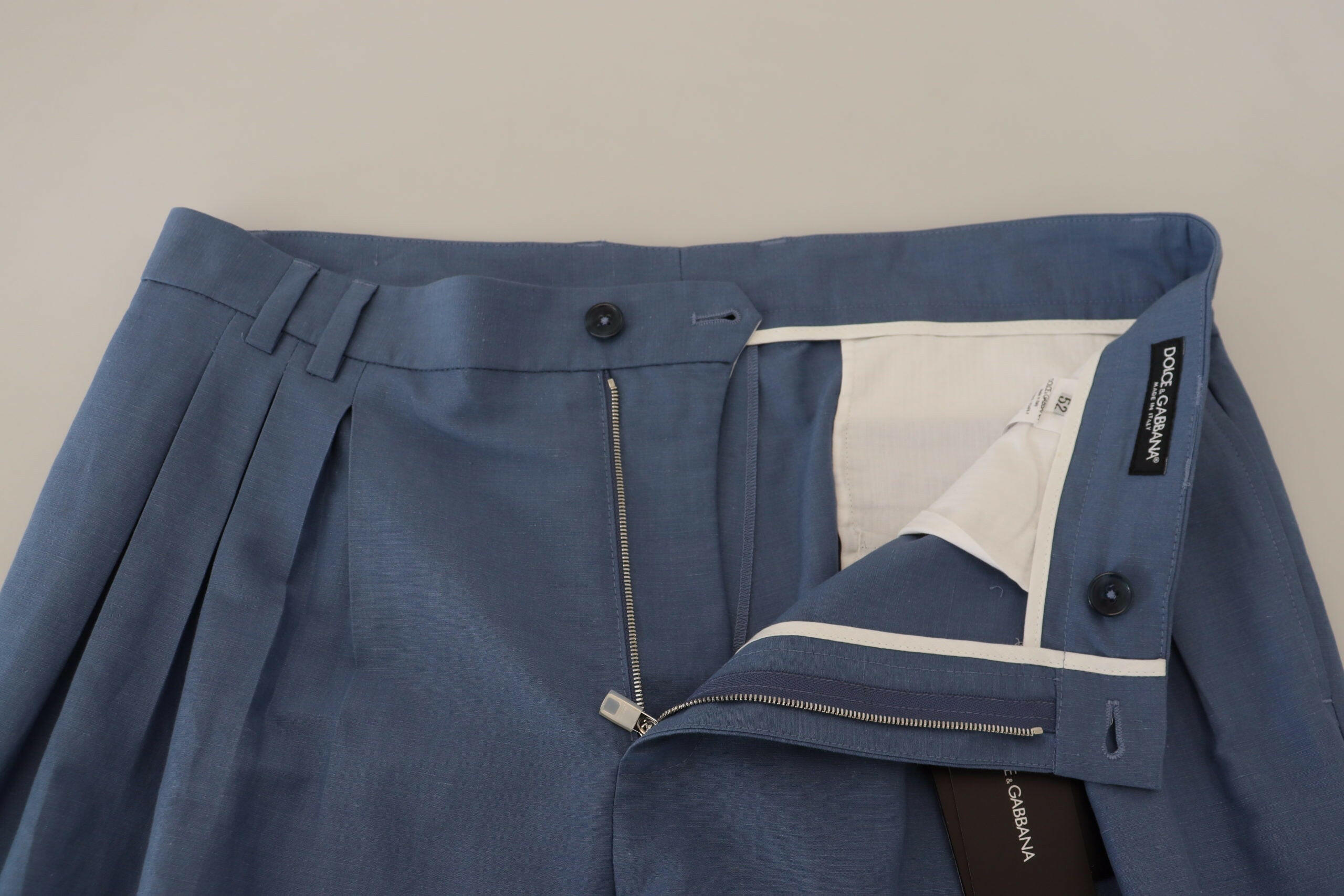 Dolce & Gabbana Blue Linen Chino Formal Pants -   -  Dolce & Gabbana.
