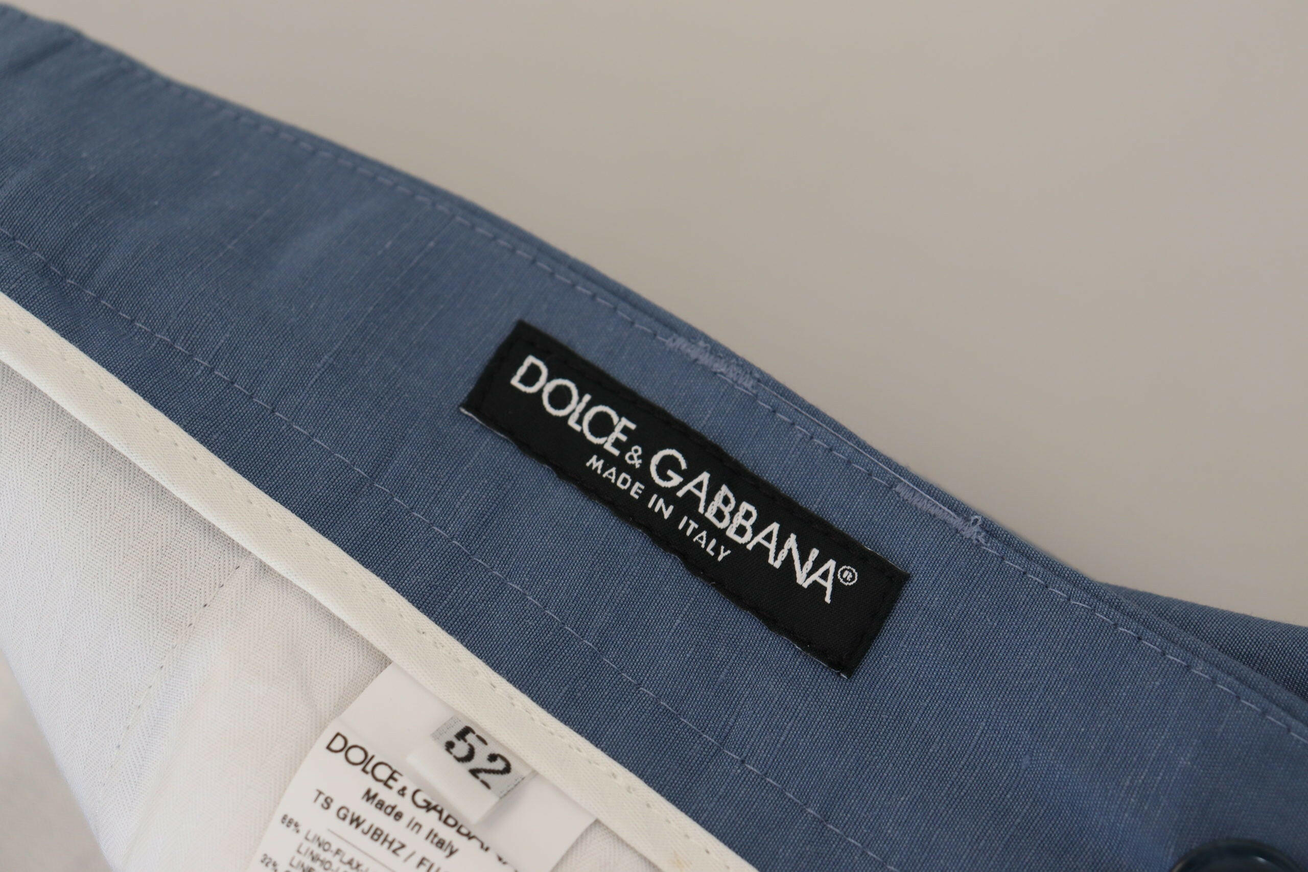 Dolce & Gabbana Blue Linen Chino Formal Pants -   -  Dolce & Gabbana.