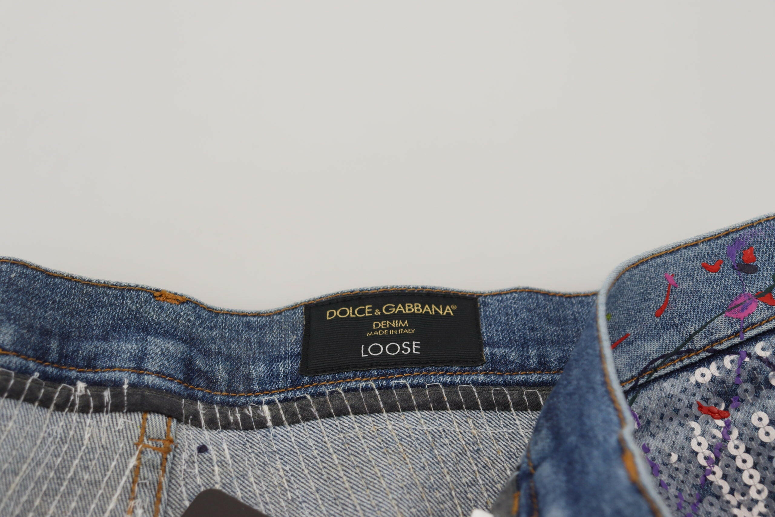 Dolce & Gabbana Blue Cotton Color Splash Print Denim Jeans -   -  Dolce & Gabbana.