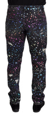 Dolce & Gabbana Black Multicolor Print Tattered Denim Jeans -   -  Dolce & Gabbana.