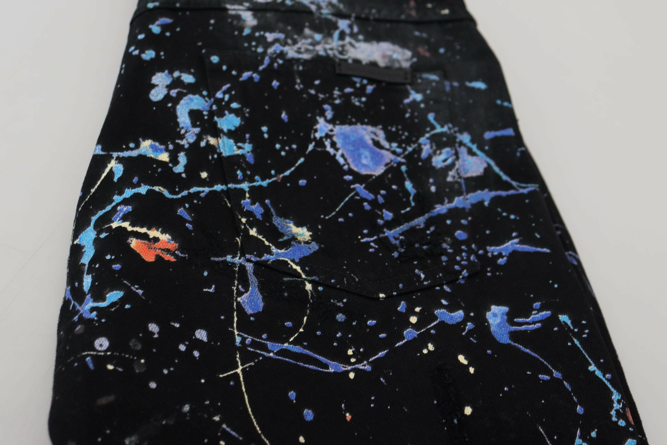 Dolce & Gabbana Black Cotton Color Splash Print Denim Jeans -   -  Dolce & Gabbana.