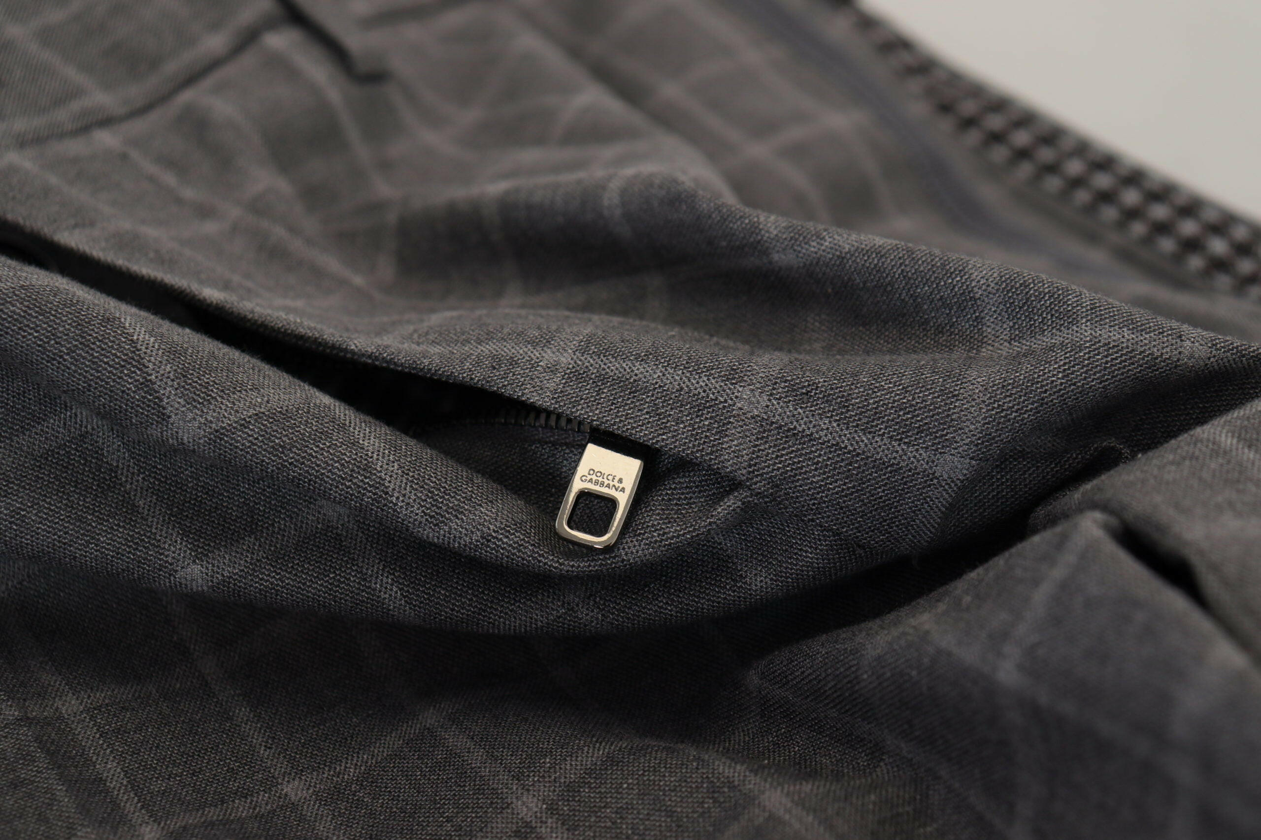 Dolce & Gabbana Grey Cotton Checkered Chino Pants -   -  Dolce & Gabbana.