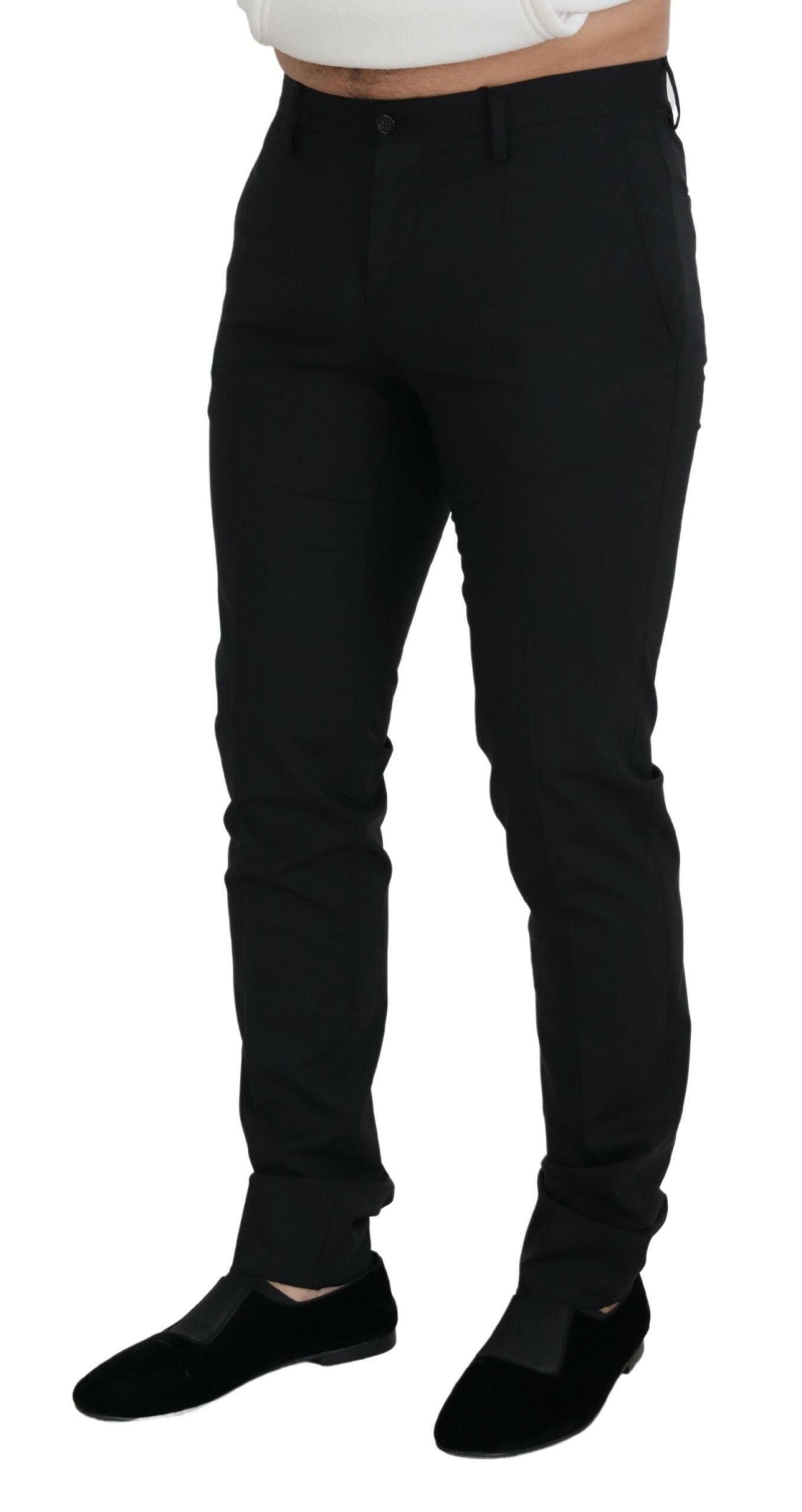 Dolce & Gabbana Black Wool Chino Formal Pants -   -  Dolce & Gabbana.