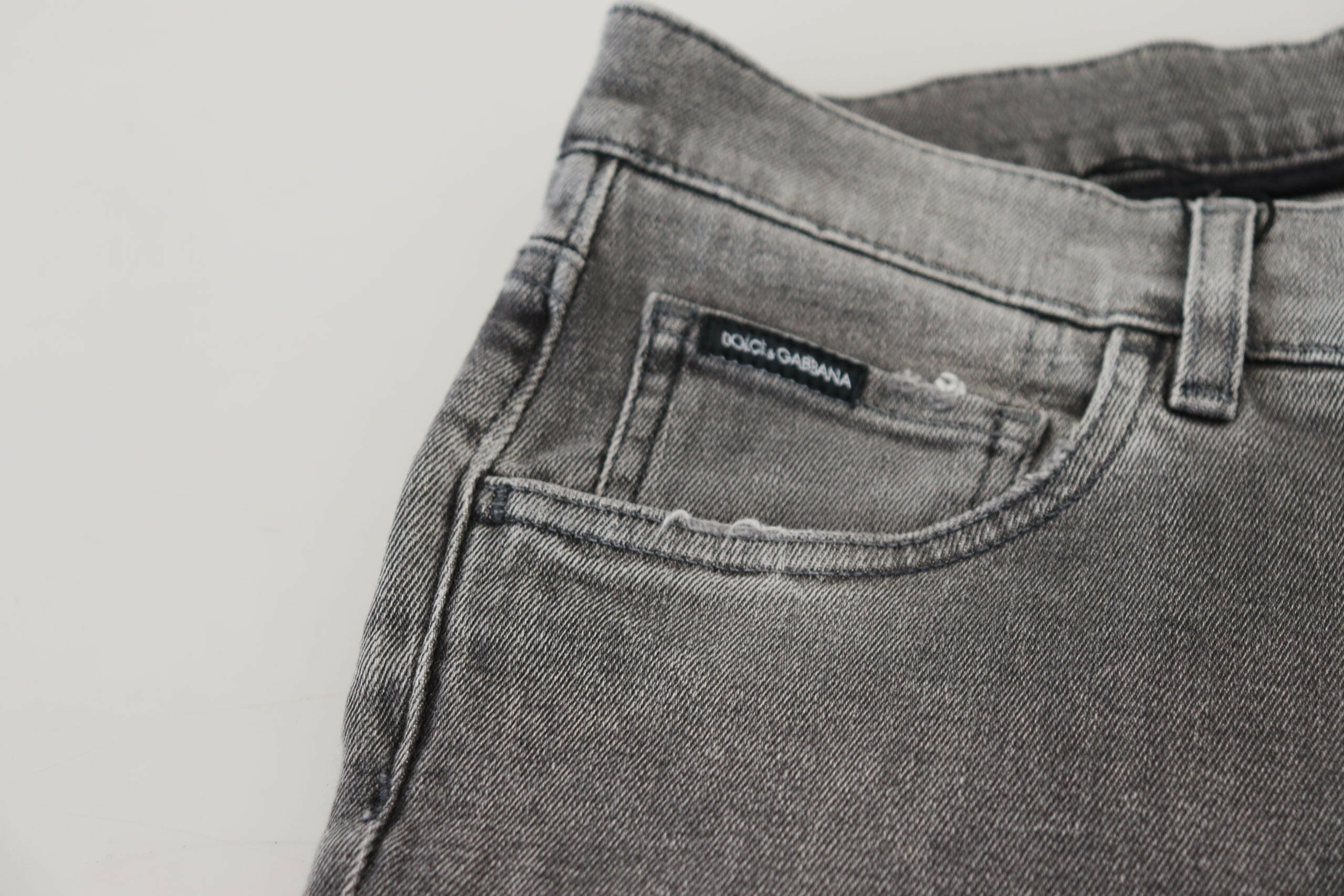 Dolce & Gabbana Grey Washed Cotton Skinny Denim Jeans -   -  Dolce & Gabbana.