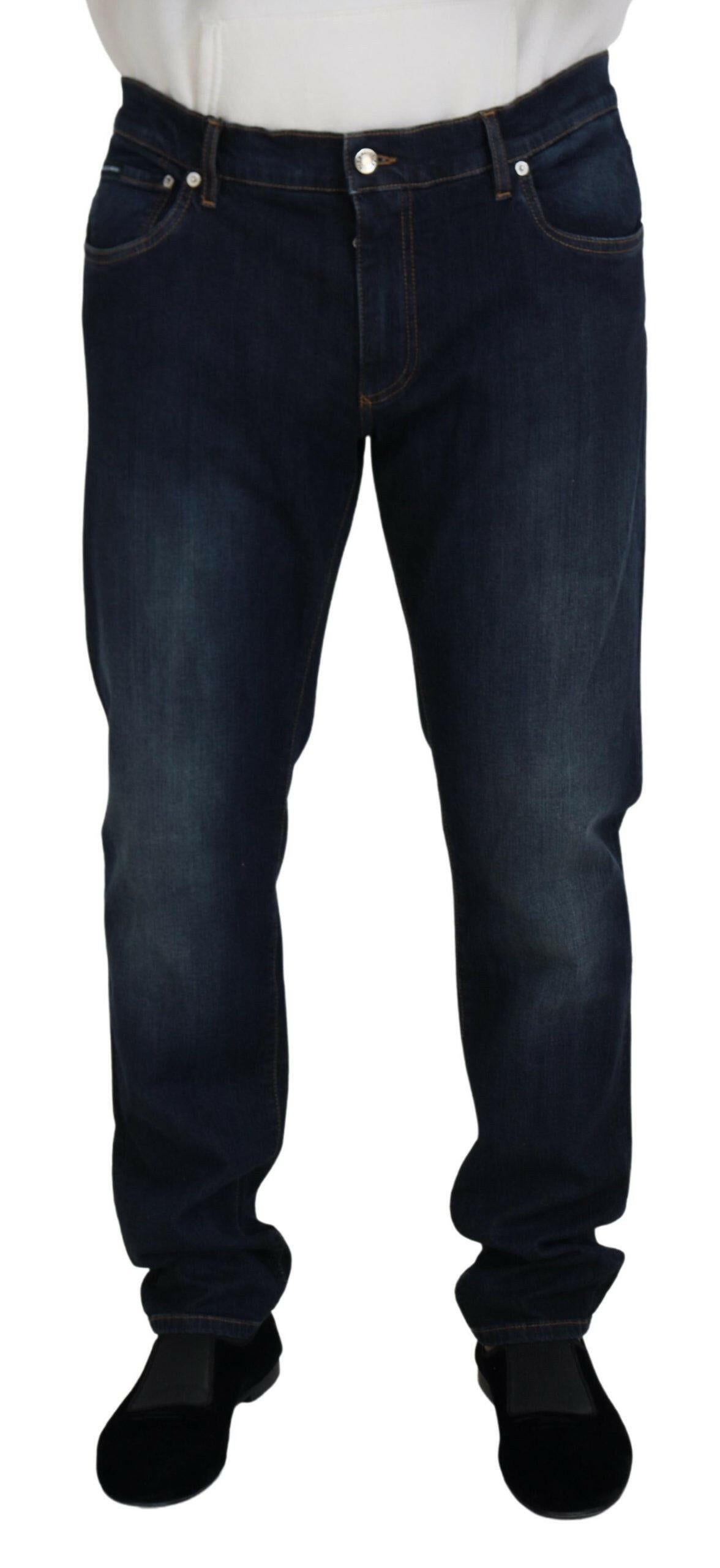 Dolce & Gabbana Blue Cotton Straight Fit Casual Denim Jeans -   -  Dolce & Gabbana.