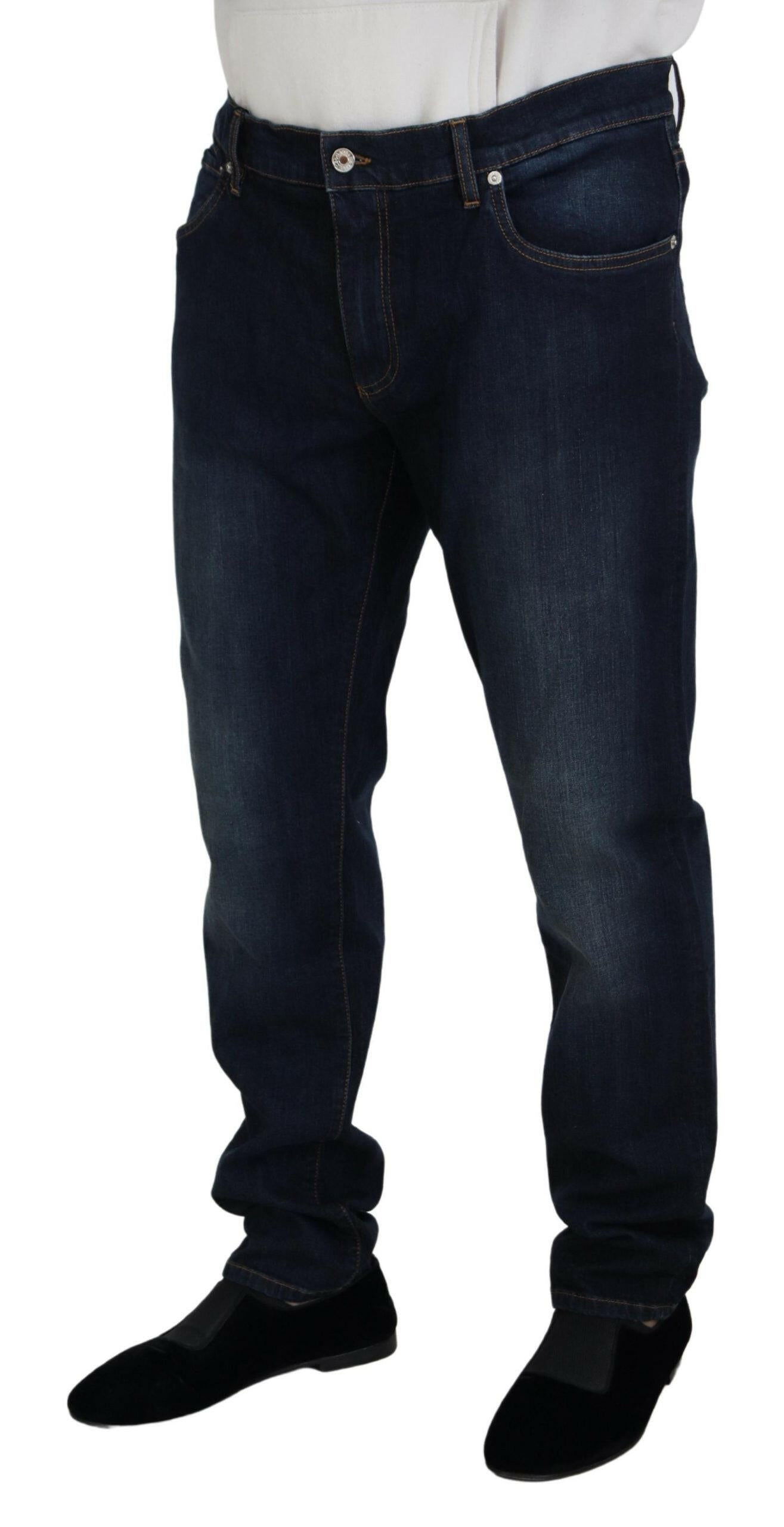 Dolce & Gabbana Blue Cotton Straight Fit Casual Denim Jeans -   -  Dolce & Gabbana.