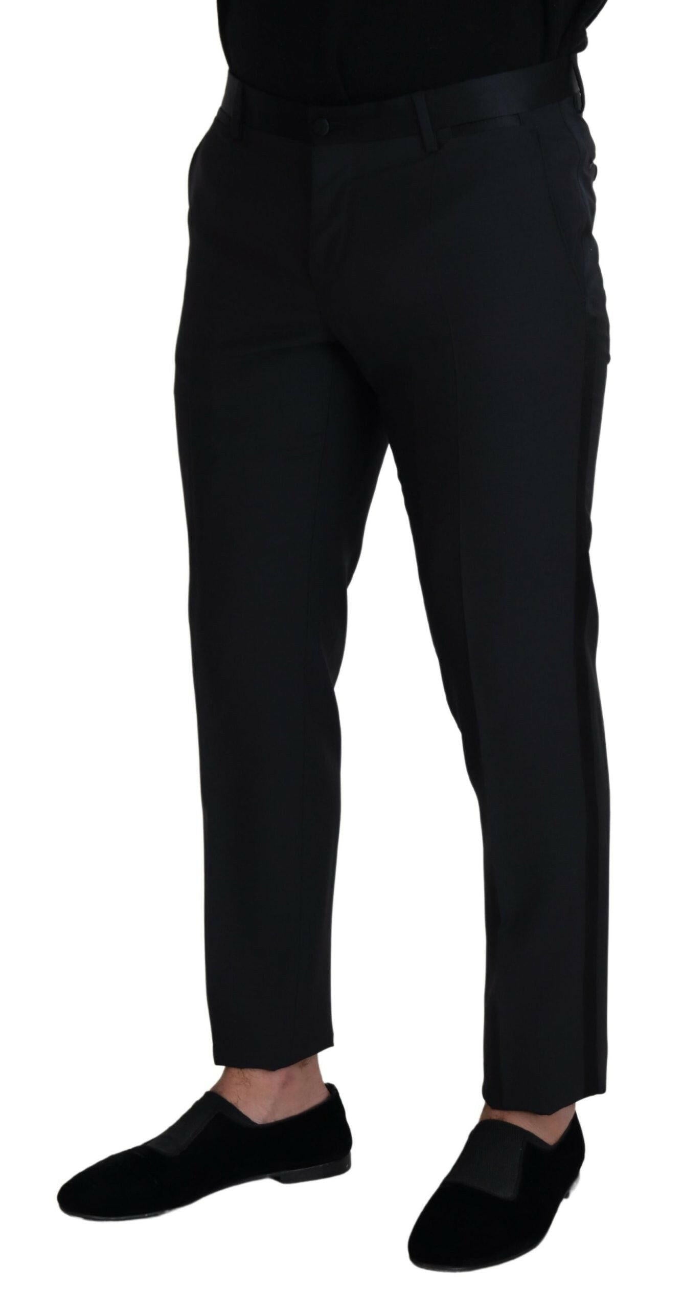 Dolce & Gabbana Black Wool Men Formal Pants -   -  Dolce & Gabbana.
