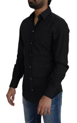 Dolce & Gabbana Black Cotton Slim Fit Formal Dress GOLD Shirt -   -  Dolce & Gabbana.