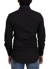 Dolce & Gabbana Black Cotton Slim Fit Formal Dress GOLD Shirt -   -  Dolce & Gabbana.