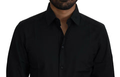 Dolce & Gabbana Black Cotton Slim Fit Formal Dress GOLD Shirt -   -  Dolce & Gabbana.
