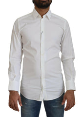 Dolce & Gabbana White Cotton Slim Fit Formal Dress GOLD Shirt -   -  Dolce & Gabbana.