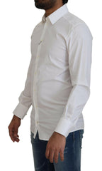 Dolce & Gabbana White Cotton Slim Fit Formal Dress GOLD Shirt -   -  Dolce & Gabbana.