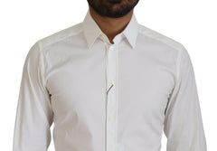 Dolce & Gabbana White Cotton Slim Fit Formal Dress GOLD Shirt -   -  Dolce & Gabbana.