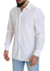 Dolce & Gabbana White Cotton Slim Fit Formal Dress GOLD Shirt -   -  Dolce & Gabbana.