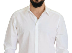 Dolce & Gabbana White Cotton Slim Fit Formal Dress GOLD Shirt -   -  Dolce & Gabbana.