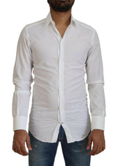 Dolce & Gabbana White Cotton Slim Fit Formal Dress GOLD Shirt -   -  Dolce & Gabbana.