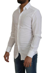 Dolce & Gabbana White Cotton Slim Fit Formal Dress GOLD Shirt -   -  Dolce & Gabbana.