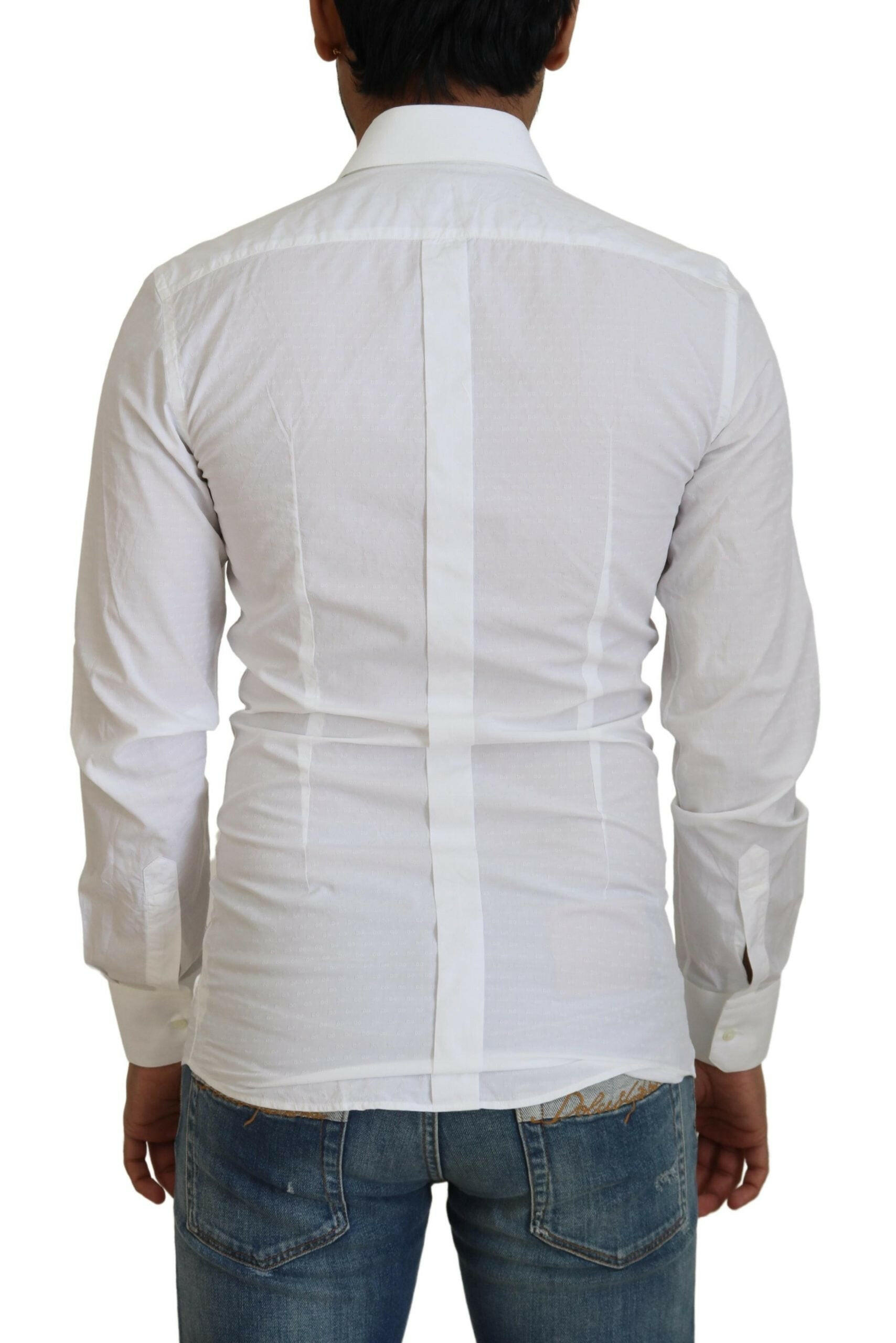 Dolce & Gabbana White Cotton Slim Fit Formal Dress GOLD Shirt -   -  Dolce & Gabbana.
