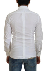 Dolce & Gabbana White Cotton Slim Fit Formal Dress GOLD Shirt -   -  Dolce & Gabbana.