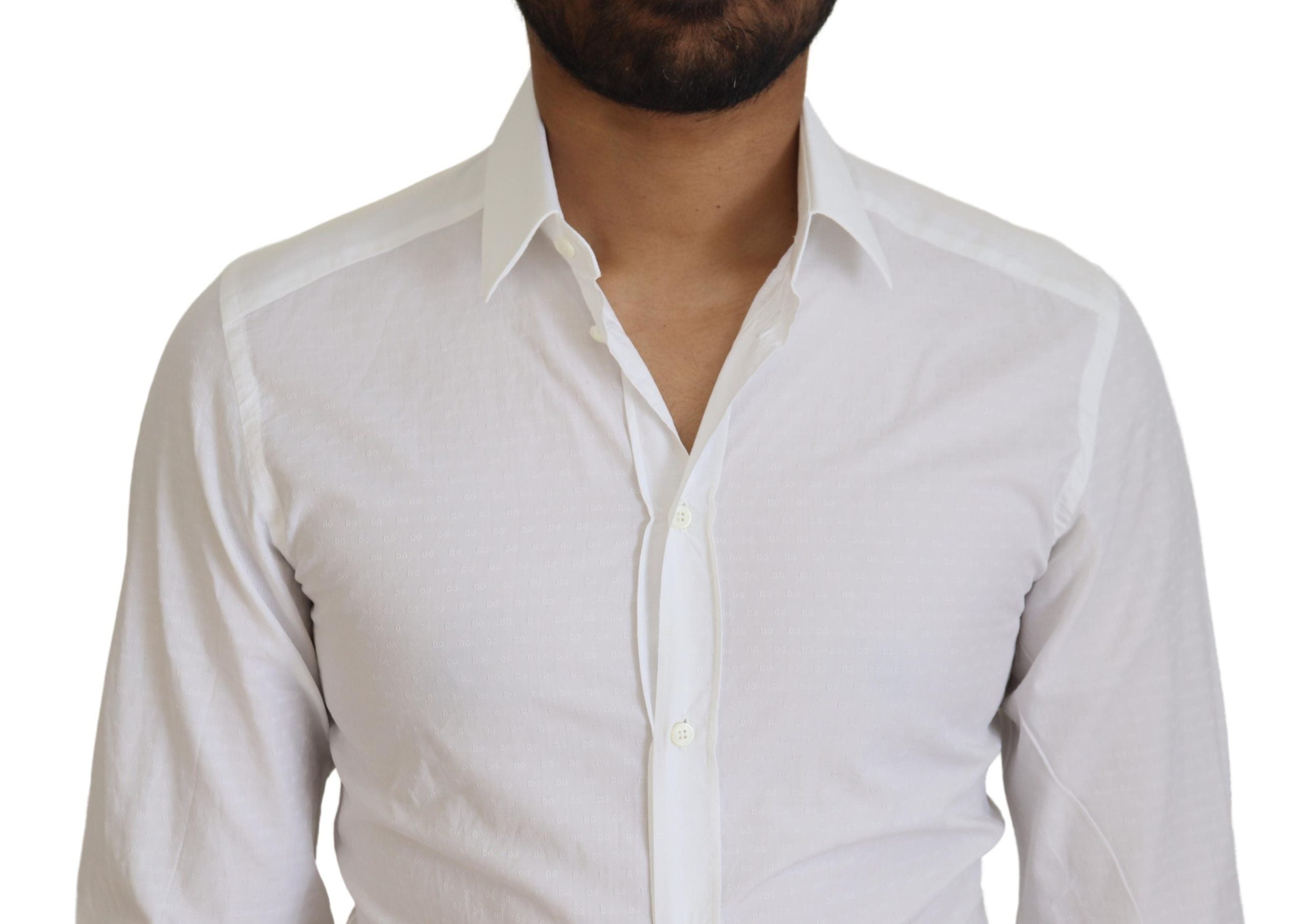 Dolce & Gabbana White Cotton Slim Fit Formal Dress GOLD Shirt -   -  Dolce & Gabbana.