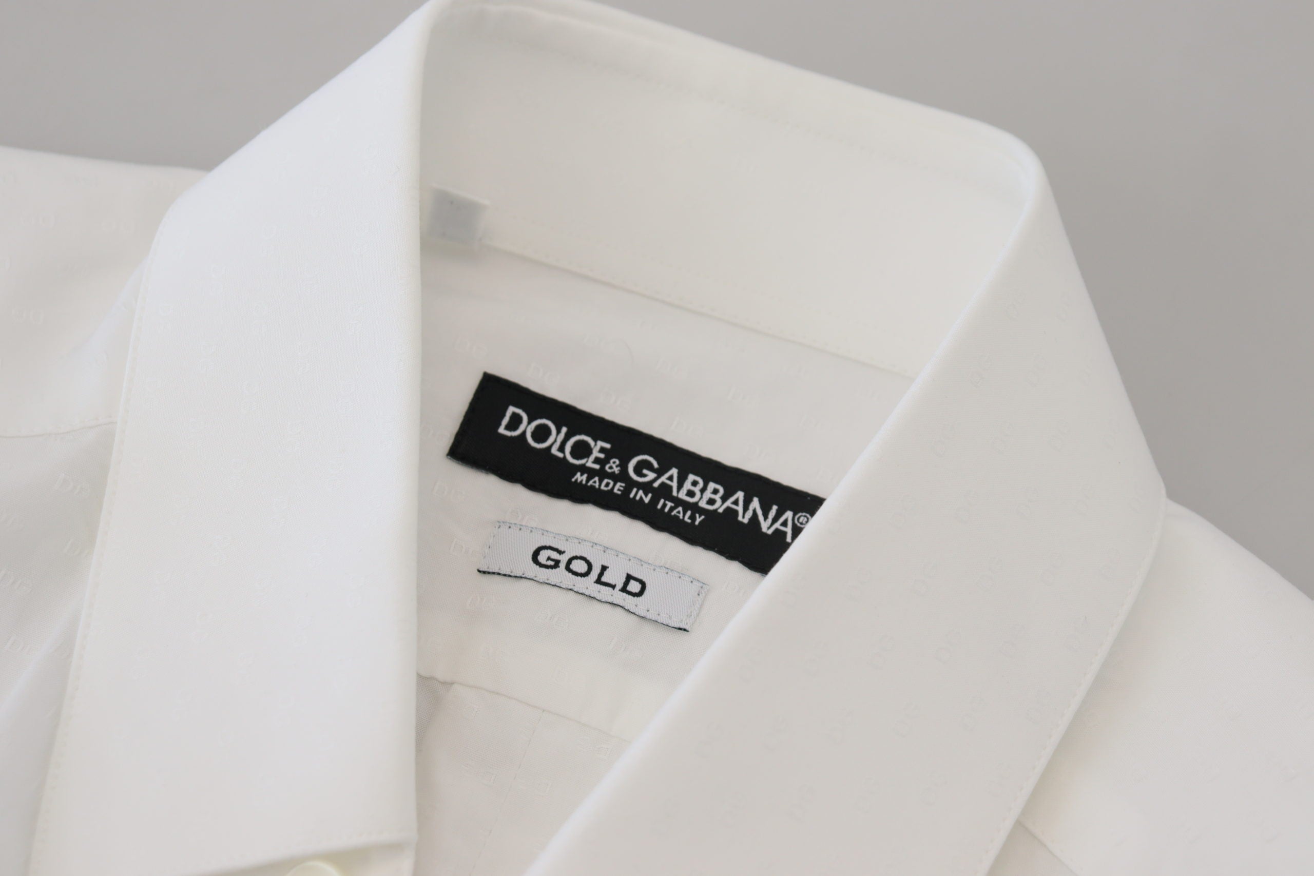 Dolce & Gabbana White Cotton Slim Fit Formal Dress GOLD Shirt -   -  Dolce & Gabbana.