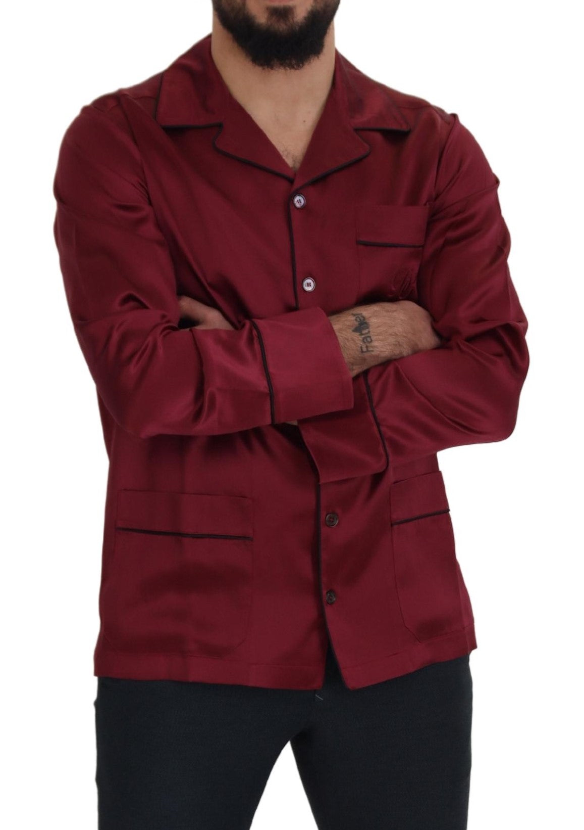 Dolce & Gabbana Red Silk Lounge Top Pajama Sleepwear Shirt -   -  Dolce & Gabbana.