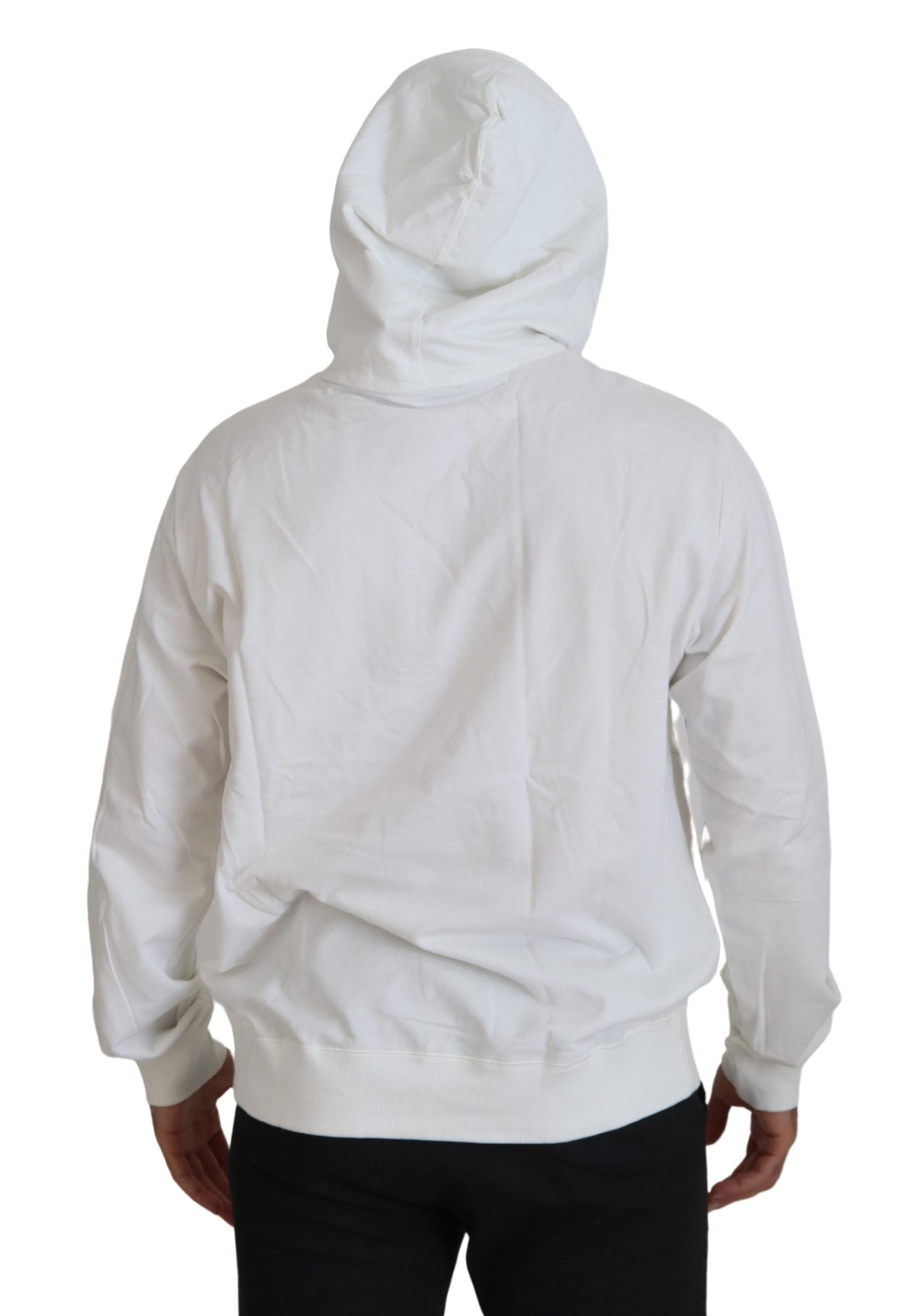 Dolce & Gabbana White Cotton Hooded Sweatshirt Sweater -   -  Dolce & Gabbana.