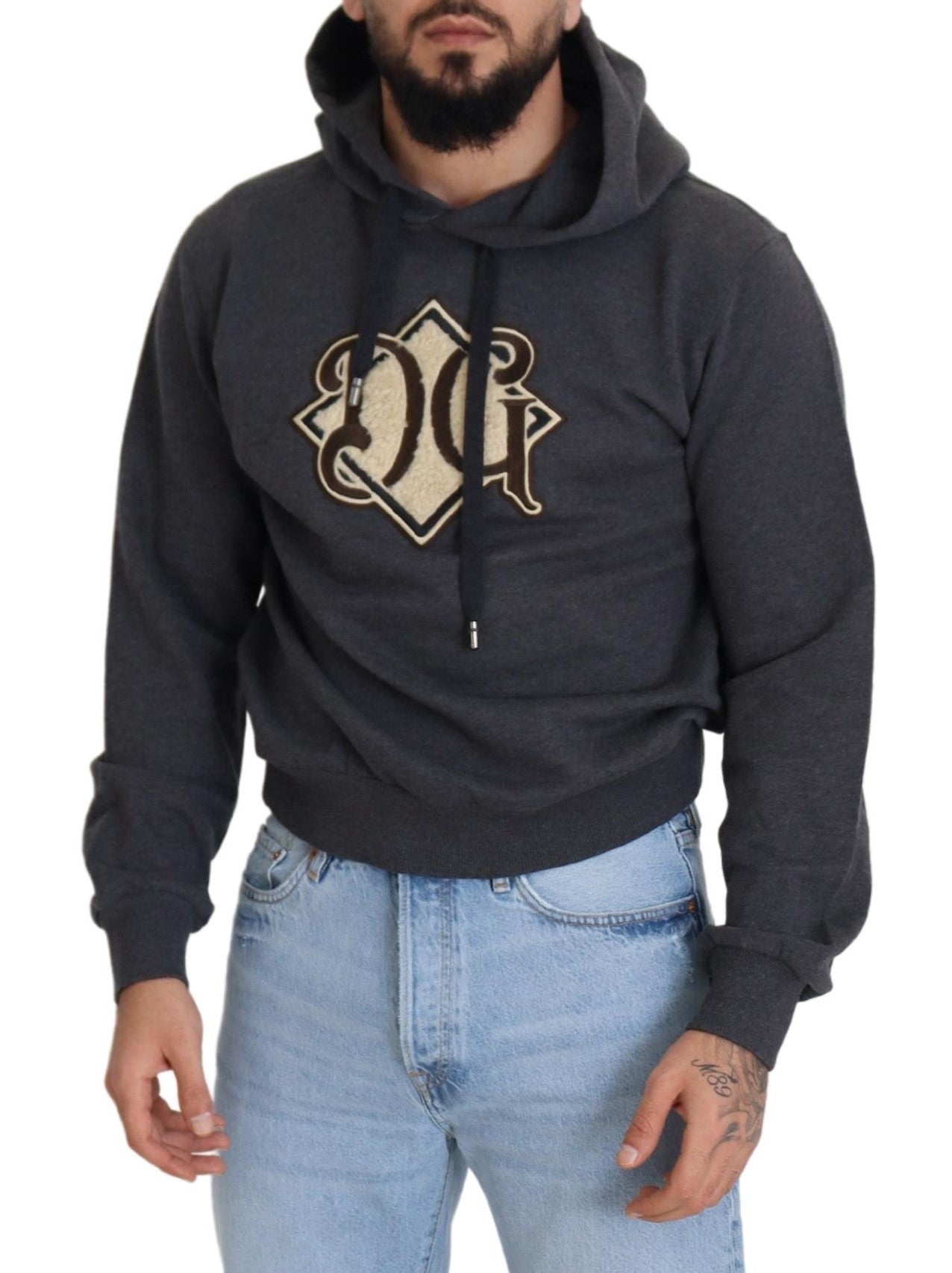 Dolce & Gabbana Gray Logo Cotton Hooded Sweatshirt Sweater -   -  Dolce & Gabbana.