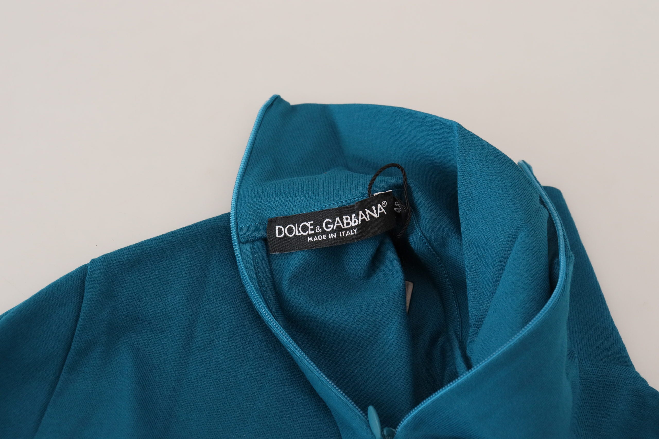 Dolce & Gabbana Blue Cotton Collared Slim Pullover Sweater -   -  Dolce & Gabbana.