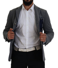 Dolce & Gabbana Gray Wool Roses Slim Fit Jacket Blazer -   -  Dolce & Gabbana.