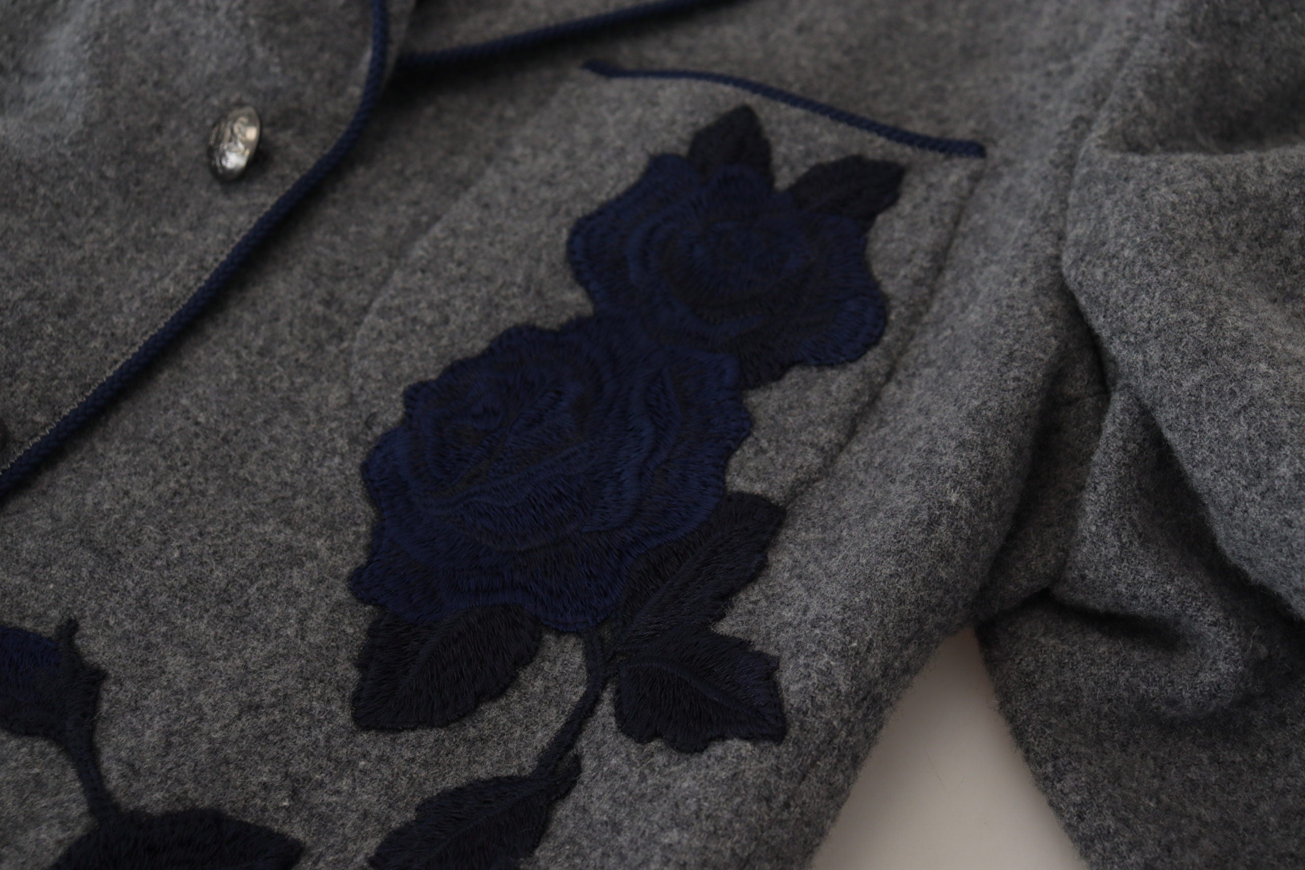 Dolce & Gabbana Gray Wool Roses Slim Fit Jacket Blazer -   -  Dolce & Gabbana.