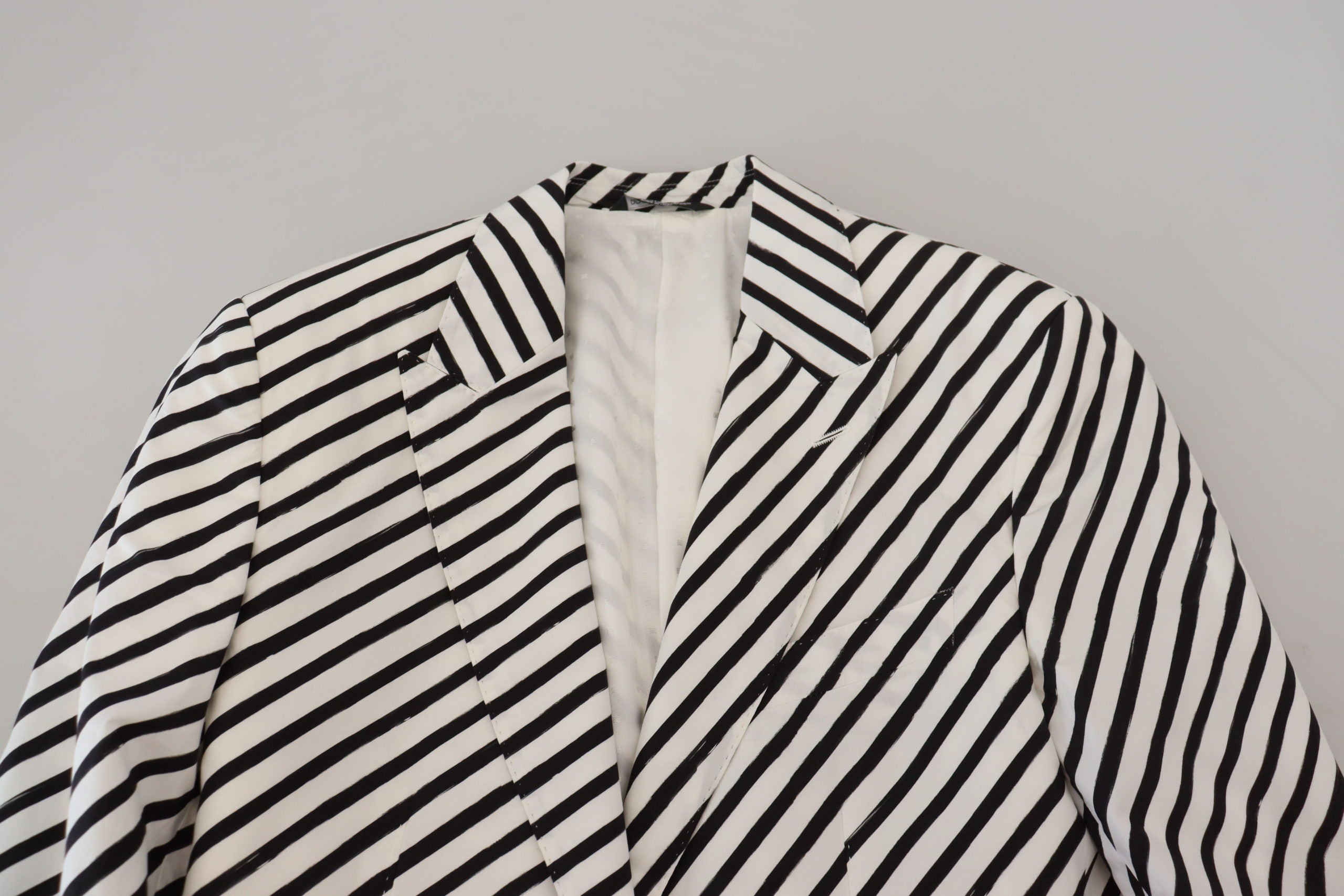 Dolce & Gabbana White Black Striped Slim Fit Jacket Blazer -   -  Dolce & Gabbana.