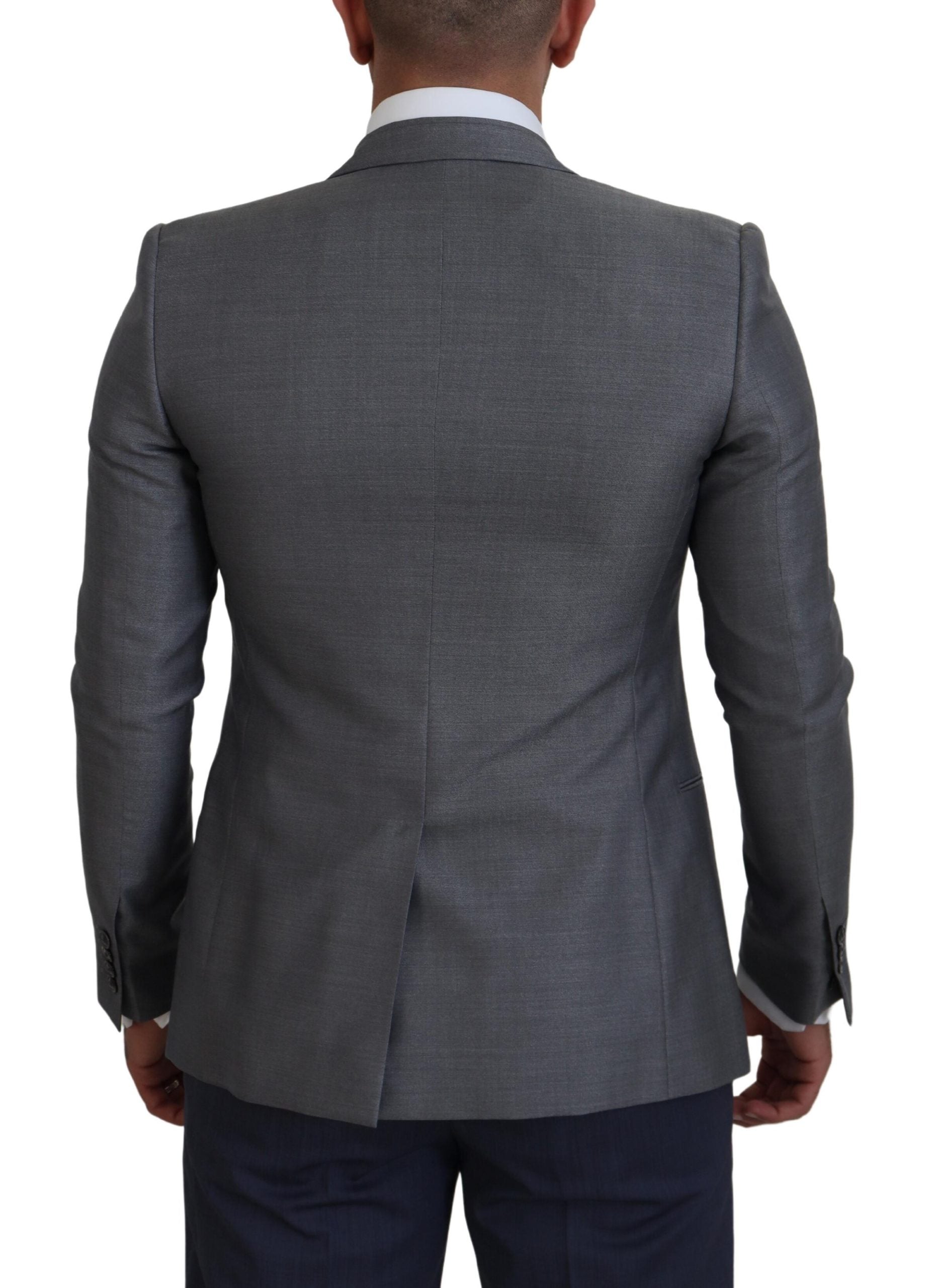 Dolce & Gabbana Gray Wool Silk Slim Fit Jacket Blazer -   -  Dolce & Gabbana.