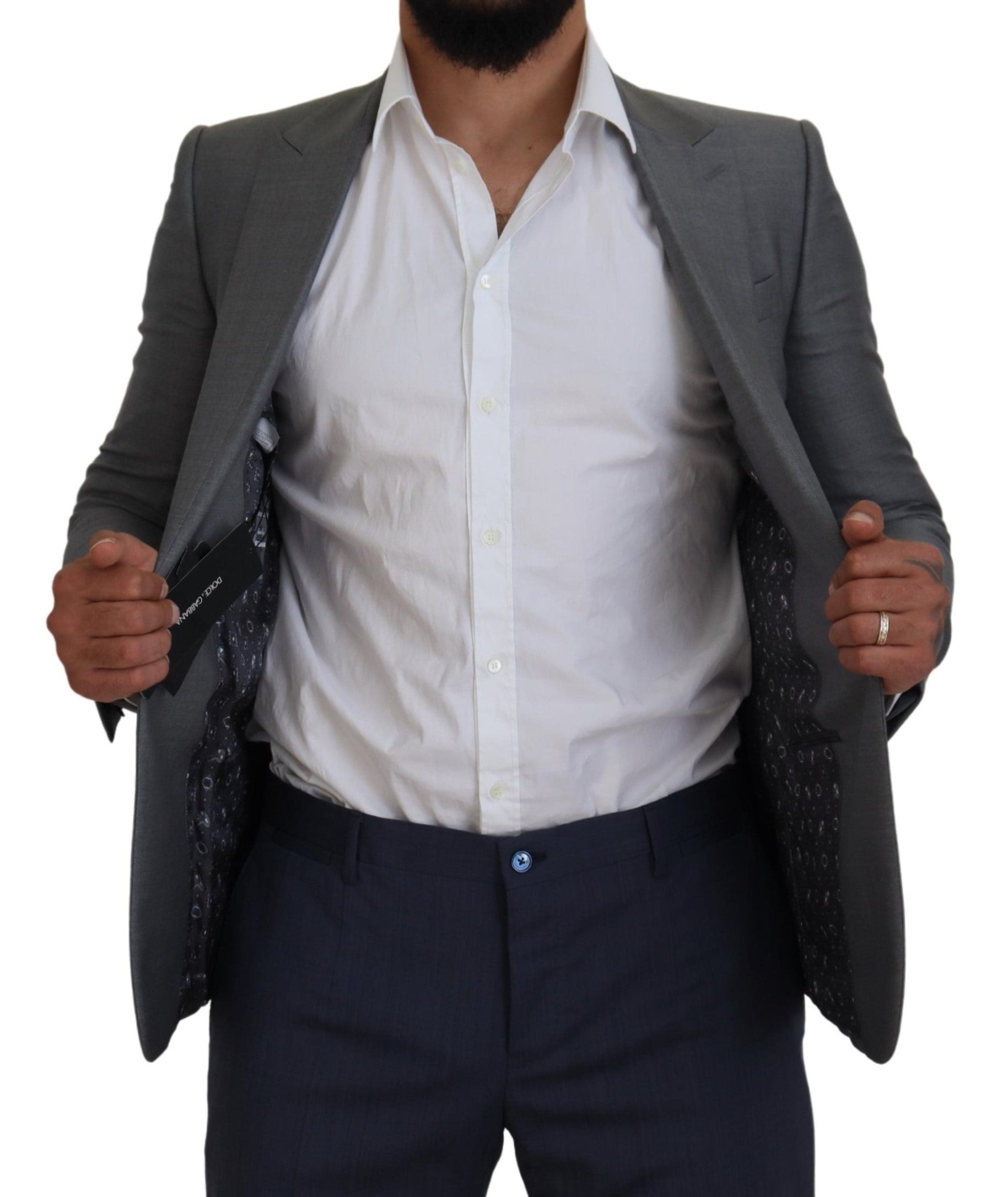 Dolce & Gabbana Gray Wool Silk Slim Fit Jacket Blazer -   -  Dolce & Gabbana.