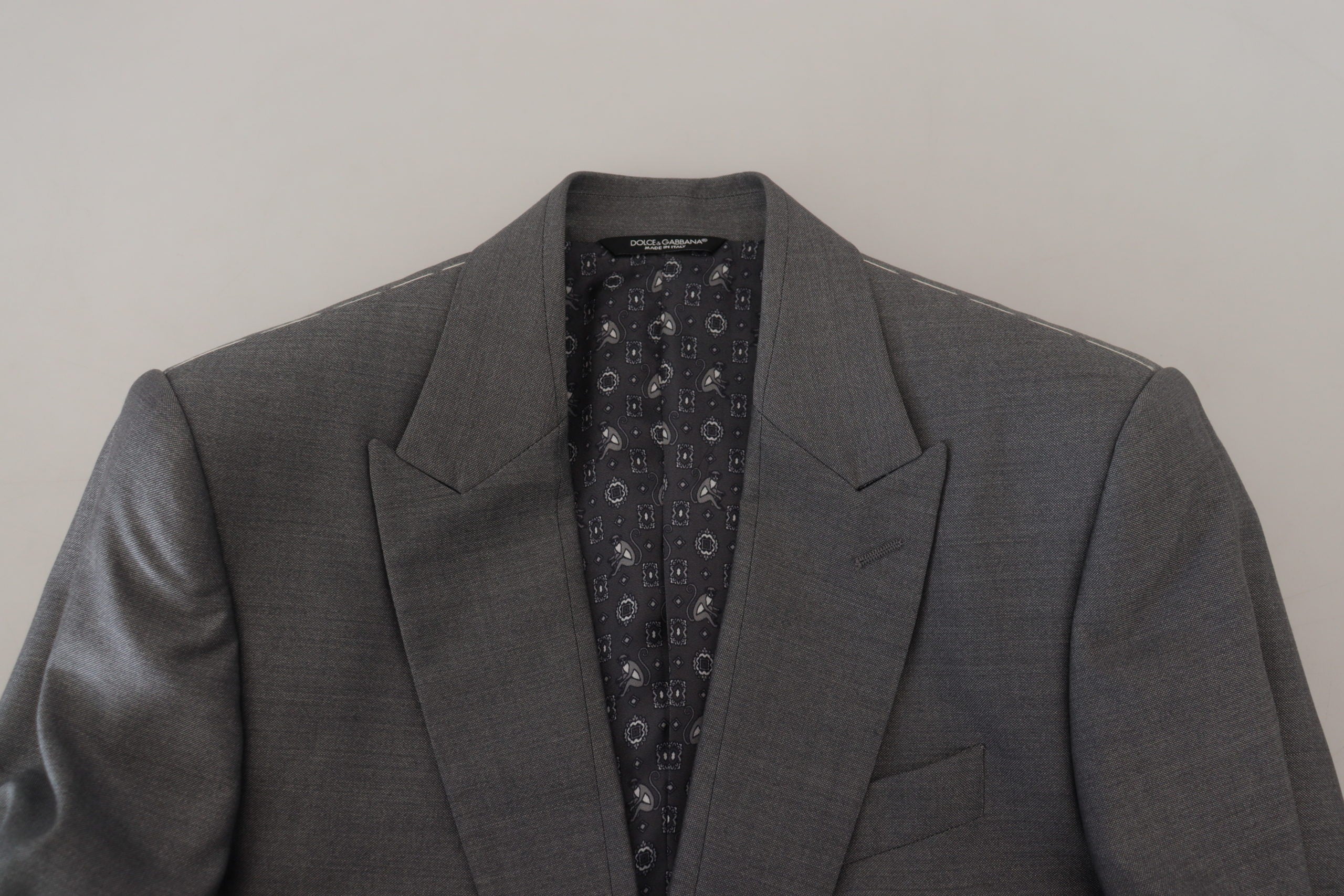 Dolce & Gabbana Gray Wool Silk Slim Fit Jacket Blazer -   -  Dolce & Gabbana.