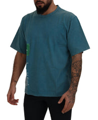 Dolce & Gabbana Blue Logo Print Crewneck Cotton T-shirt -   -  Dolce & Gabbana.