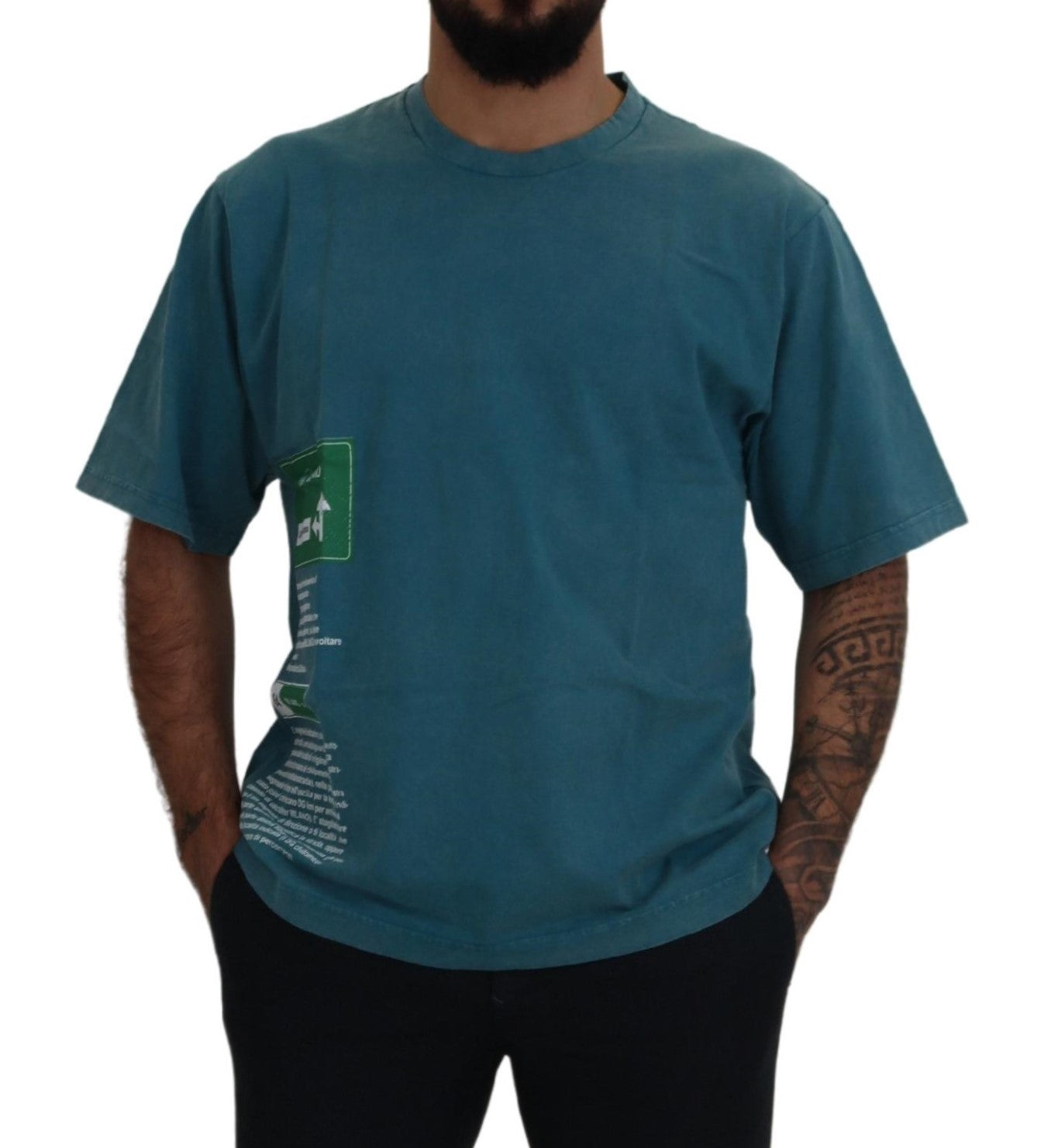 Dolce & Gabbana Blue Logo Print Crewneck Cotton T-shirt -   -  Dolce & Gabbana.