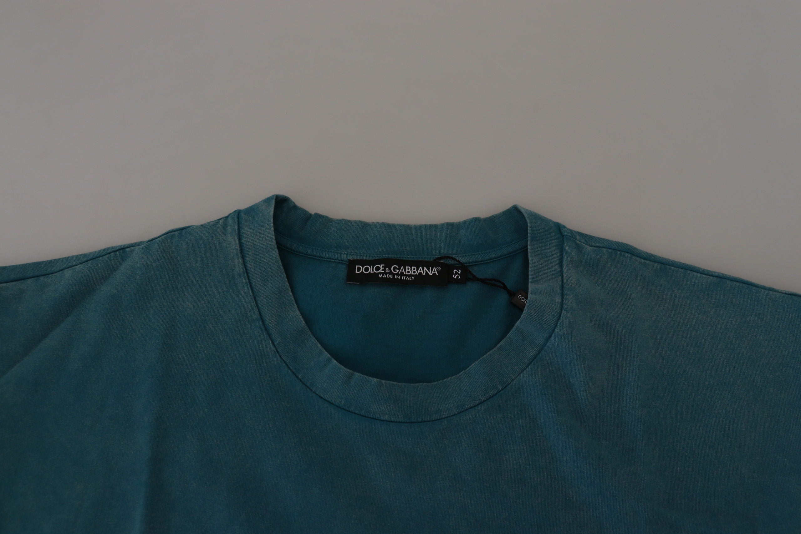 Dolce & Gabbana Blue Logo Print Crewneck Cotton T-shirt -   -  Dolce & Gabbana.