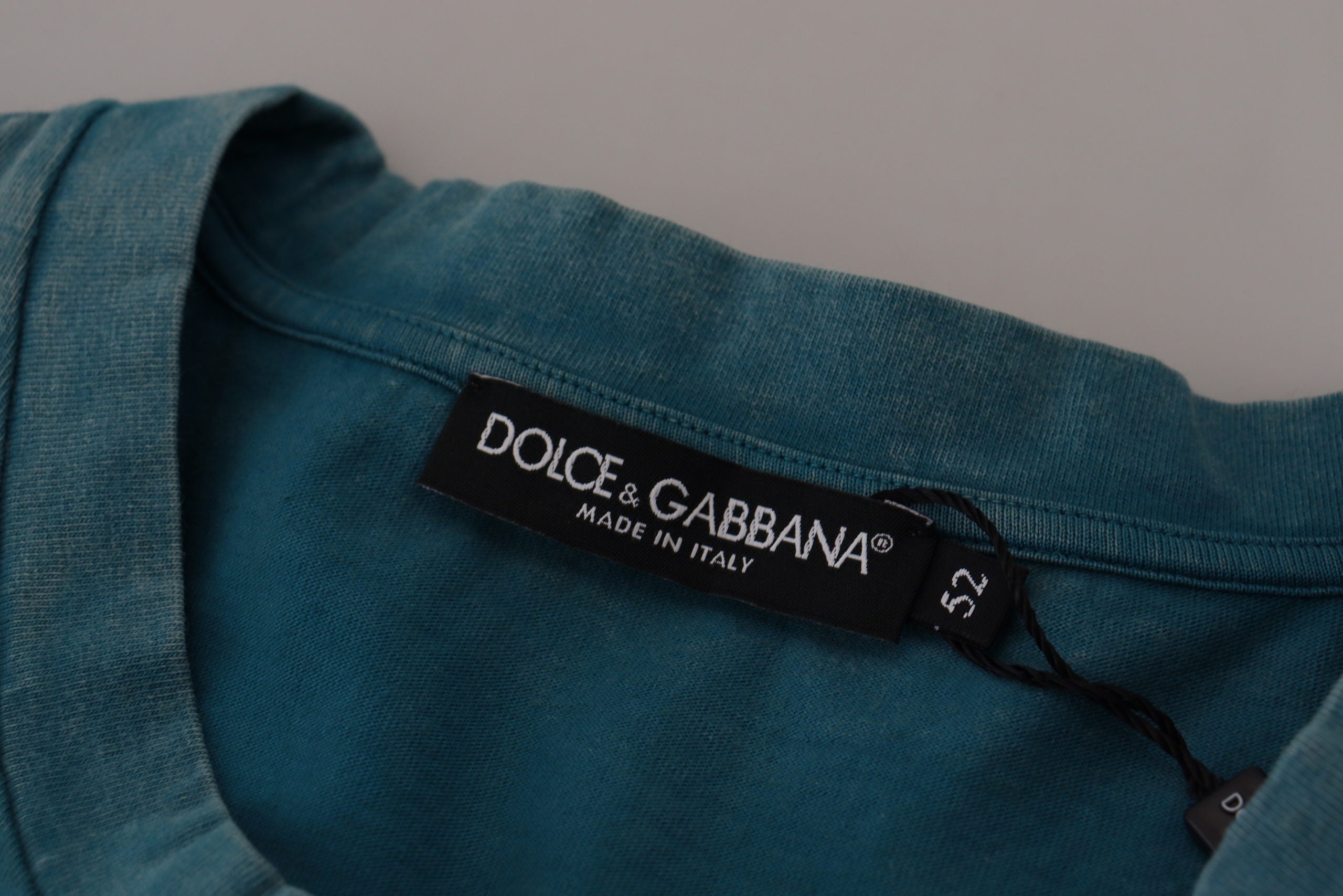 Dolce & Gabbana Blue Logo Print Crewneck Cotton T-shirt -   -  Dolce & Gabbana.