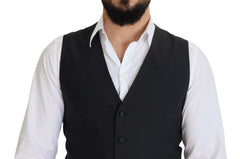 Dolce & Gabbana Black Wool Stretch Waistcoat Formal Vest -  Vests for Men Suits -  Dolce & Gabbana.