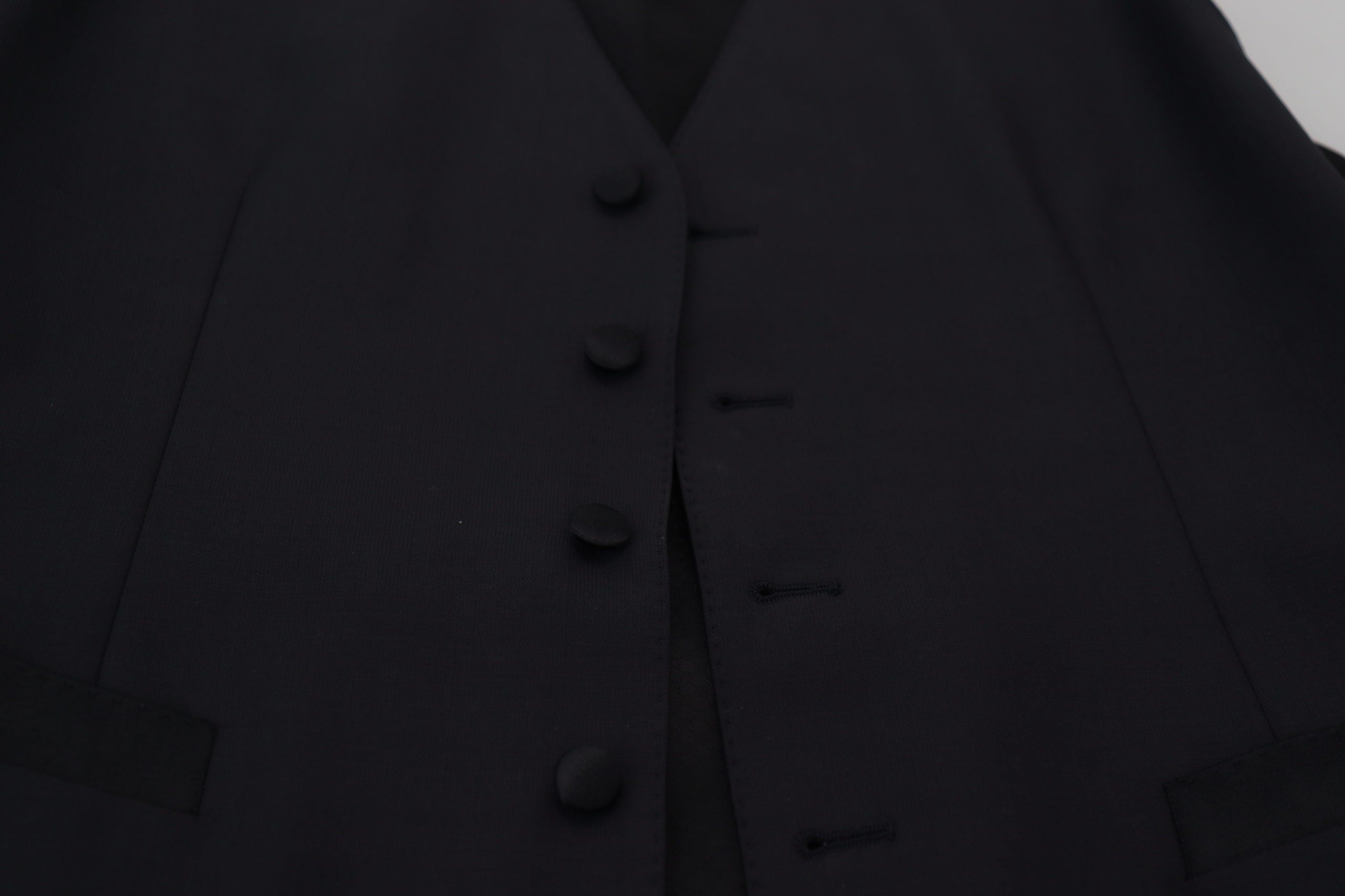 Dolce & Gabbana Black Wool Stretch Waistcoat Formal Vest -  Vests for Men Suits -  Dolce & Gabbana.