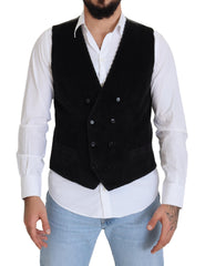Dolce & Gabbana Black Cotton Double Breasted Waistcoat Vest -  Vests for Men Suits -  Dolce & Gabbana.