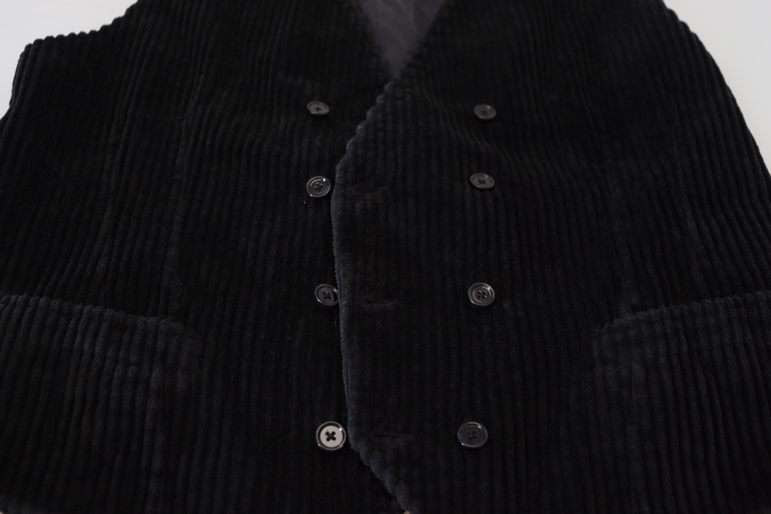 Dolce & Gabbana Black Cotton Double Breasted Waistcoat Vest -  Vests for Men Suits -  Dolce & Gabbana.